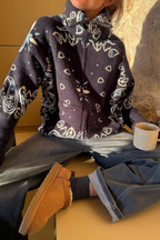 Women's Cashmere Blend Patterned Cardigan