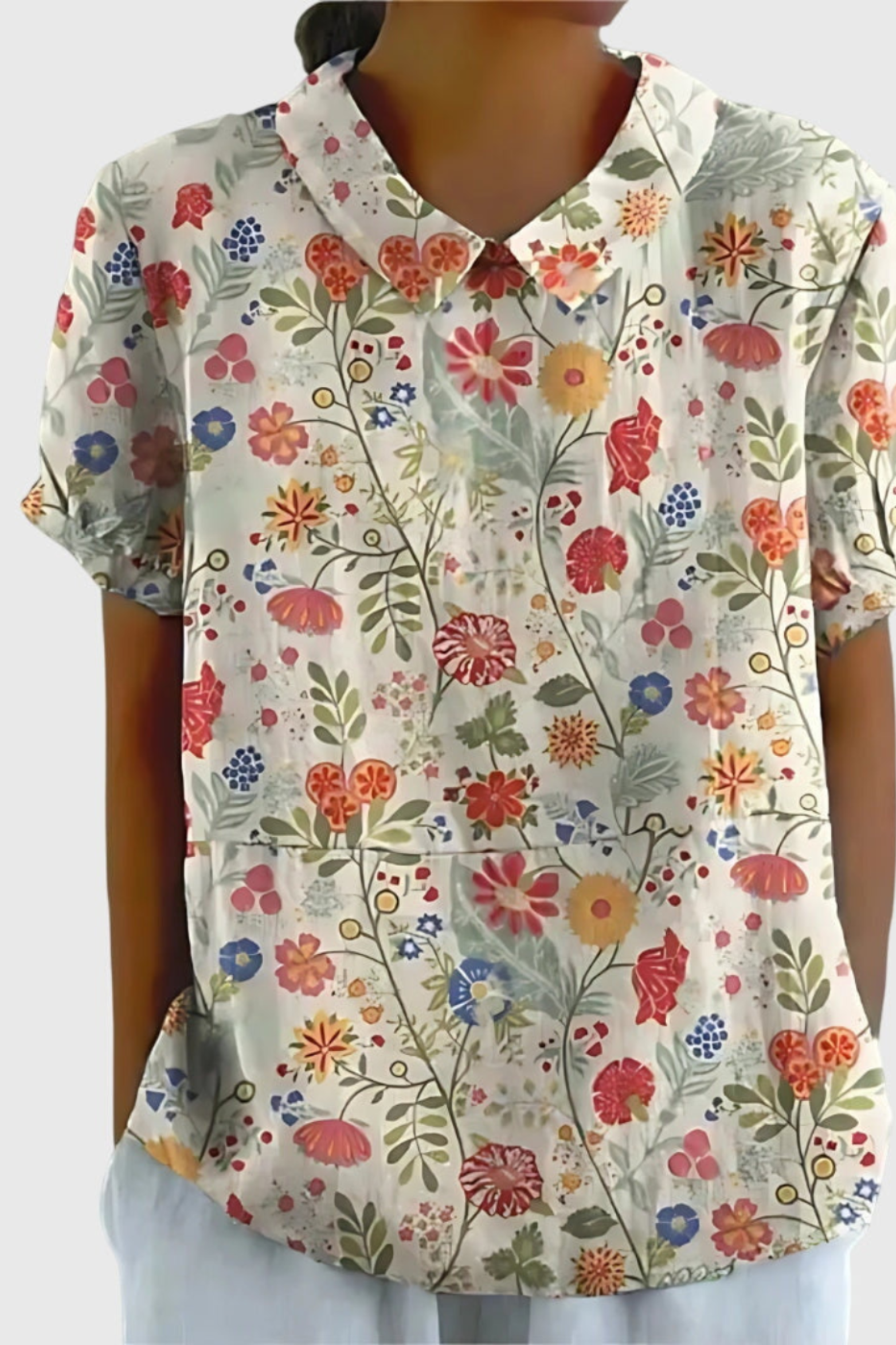 Women's Elara Floral Linen Blend Collared Blouse