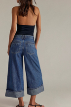 Women's Vintage Pinstripe Wide-Leg Jeans