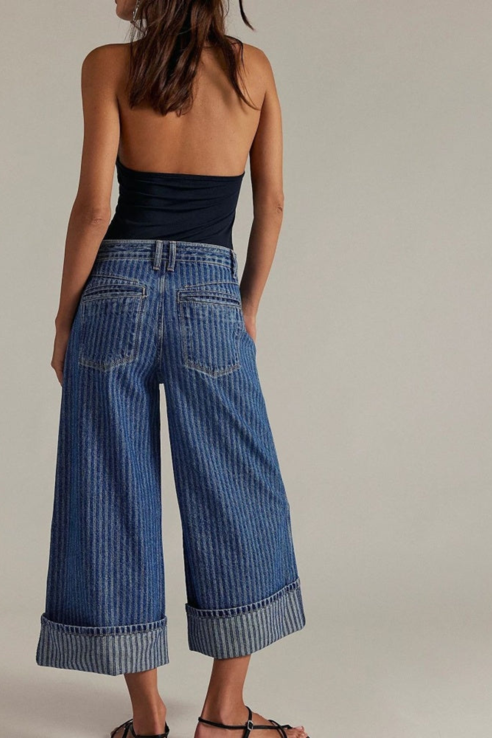 Women's Vintage Pinstripe Wide-Leg Jeans
