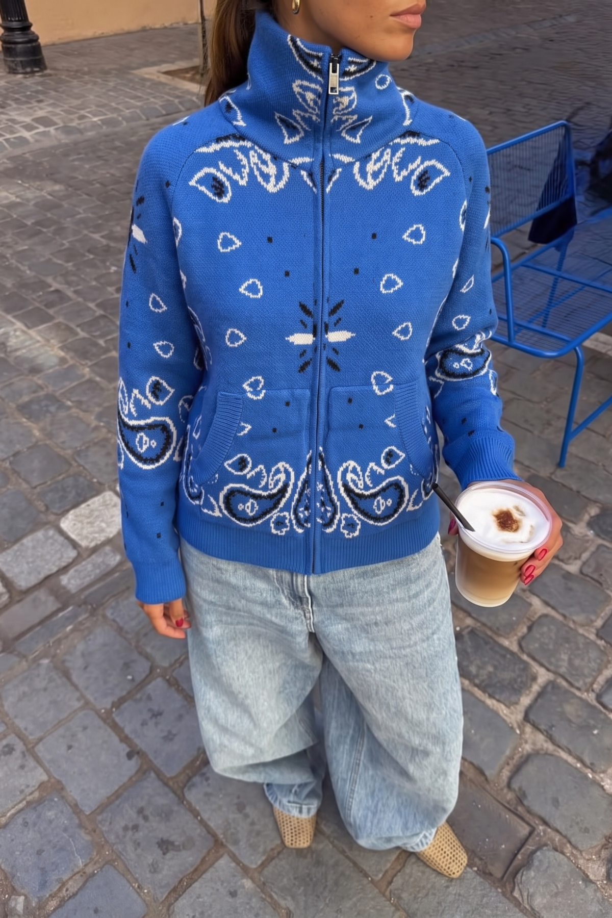 Women's Bandana Patterned Cardigan