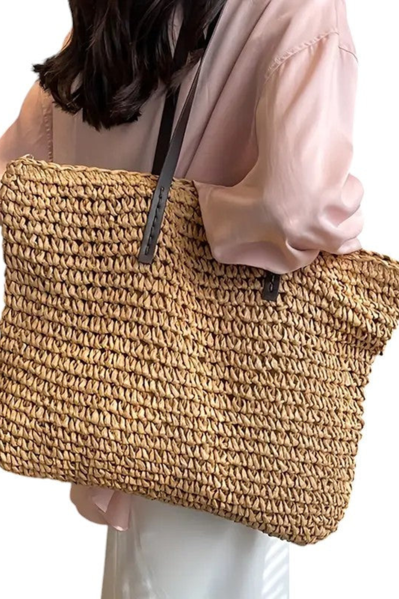 Seaside Woven Straw Market Tote
