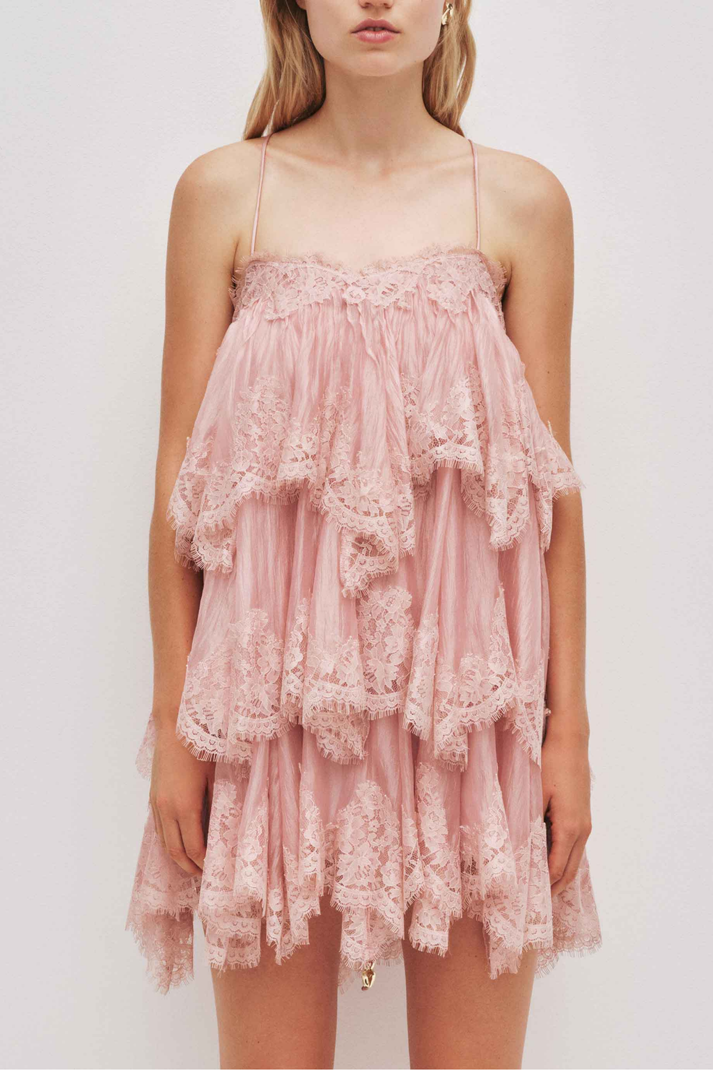 Lace Trim Layered Mini Dress