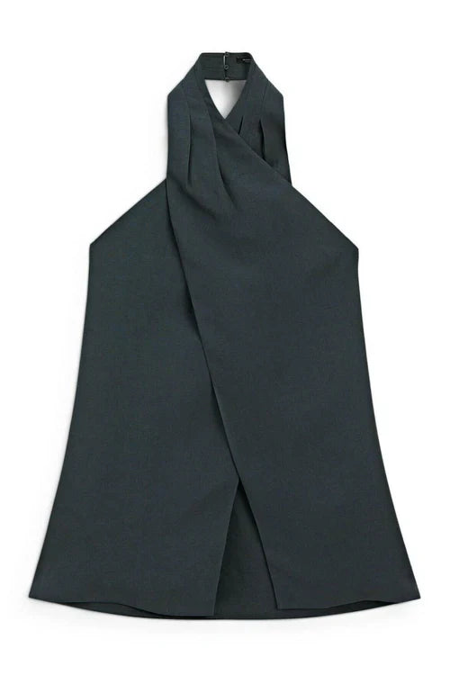 Halter Neck Back Neckline Top - Blue