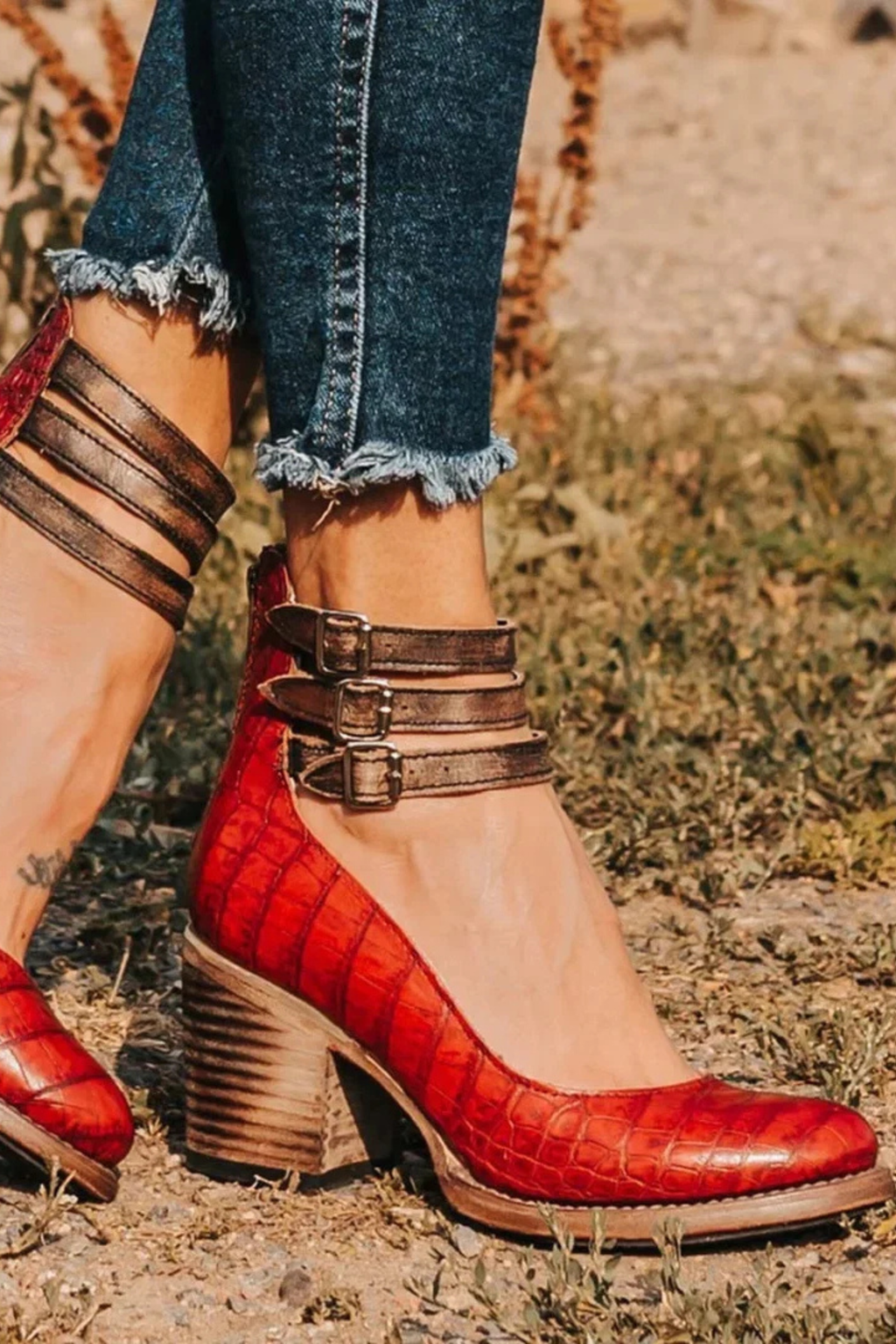 Shearling Linen Heeled Ankle Boots