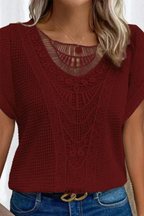 Boho Chic Crochet Lace Short Sleeve Blouse