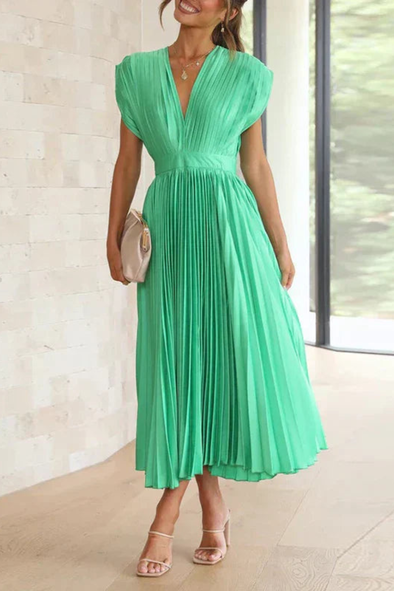 Evermore Grace Pleated Midi Dress