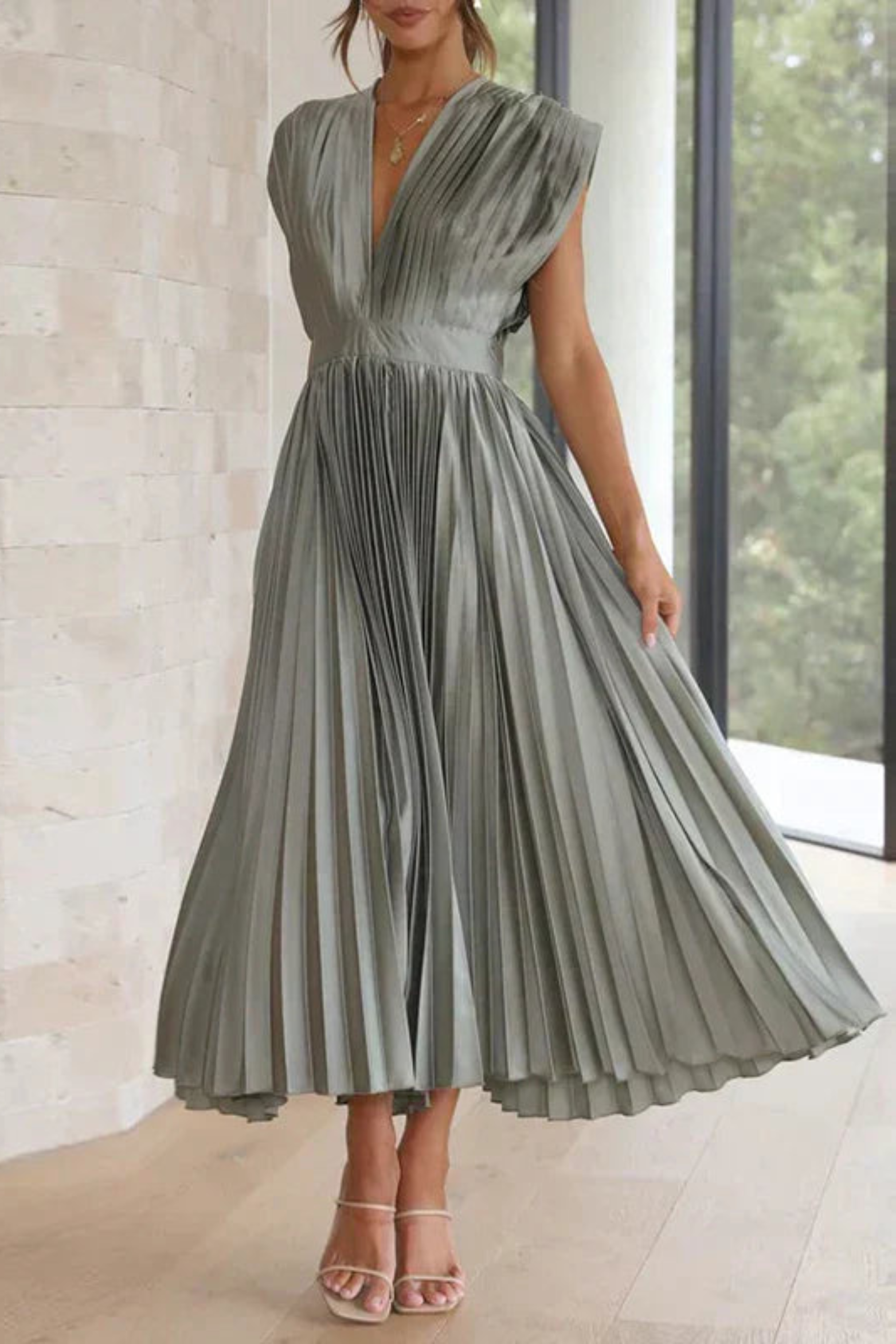 Evermore Grace Pleated Midi Dress