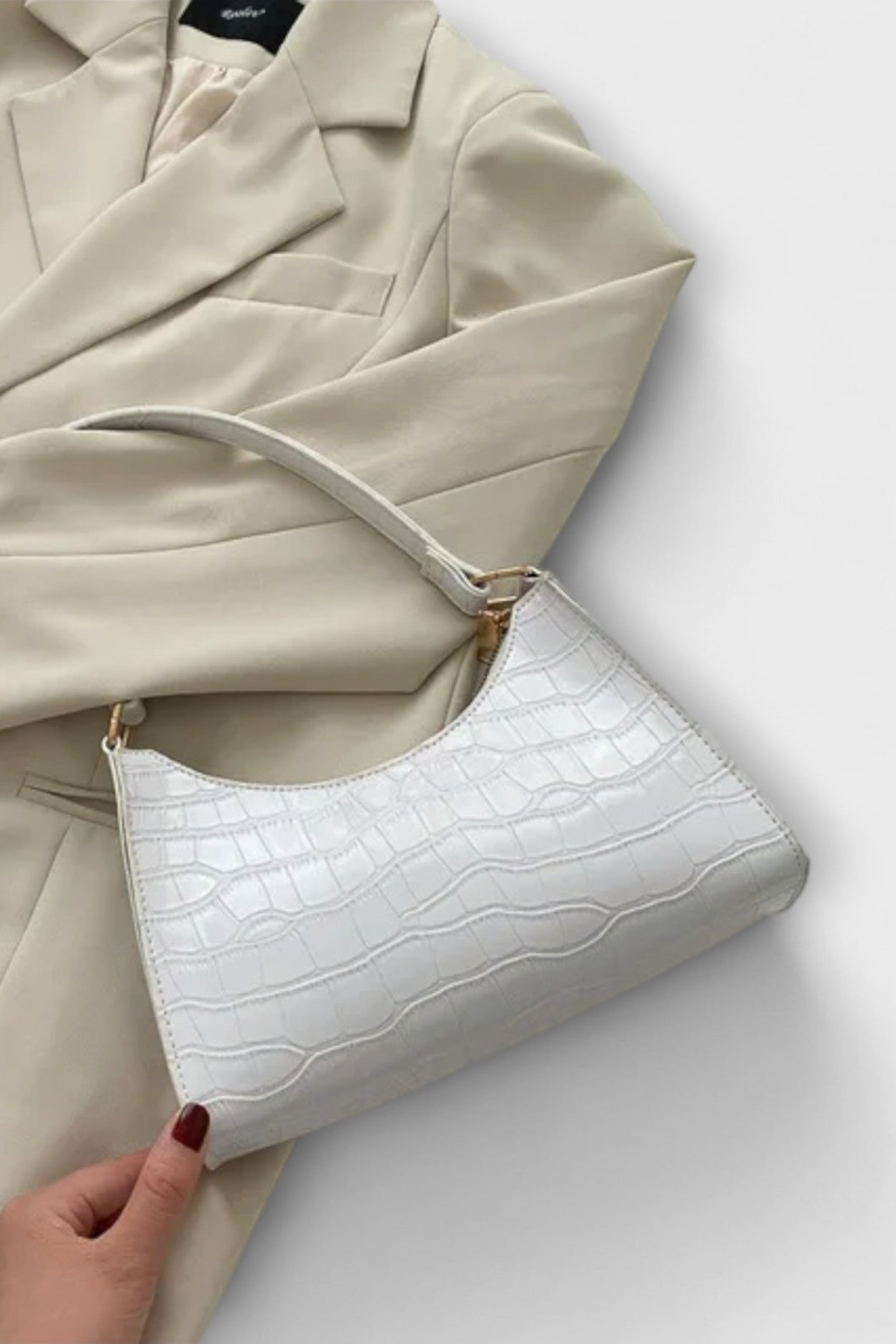 Midnight Luxe Croc-Embossed Shoulder Bag