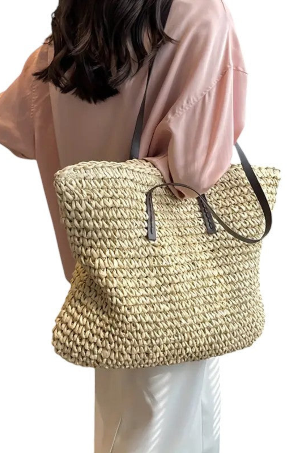 Seaside Woven Straw Market Tote