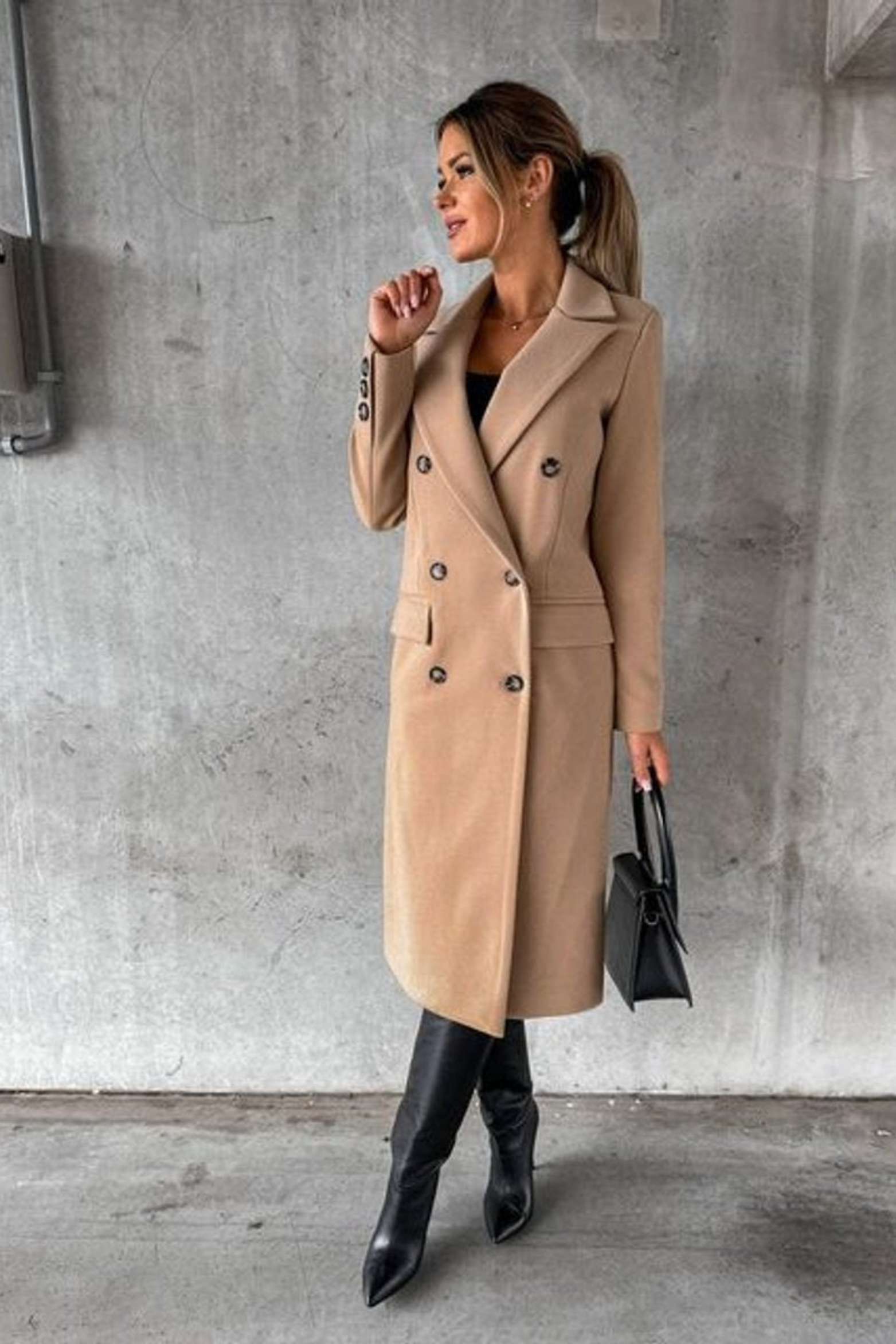 Women's Double Breasted Midi Overcoat