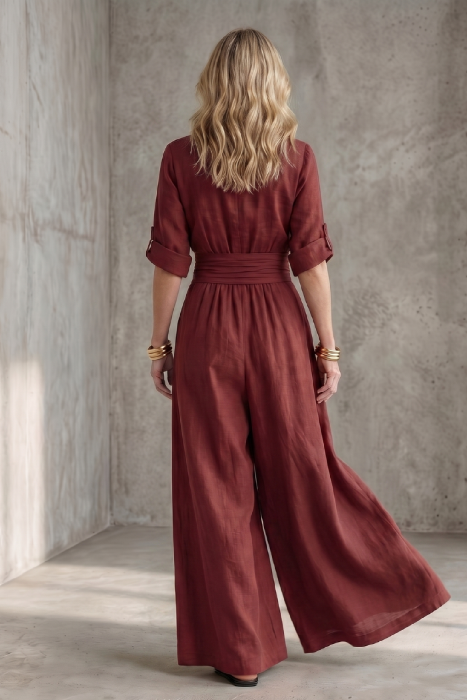 Chic Wrap V Neck Jumpsuit with Wide Leg Silhouette