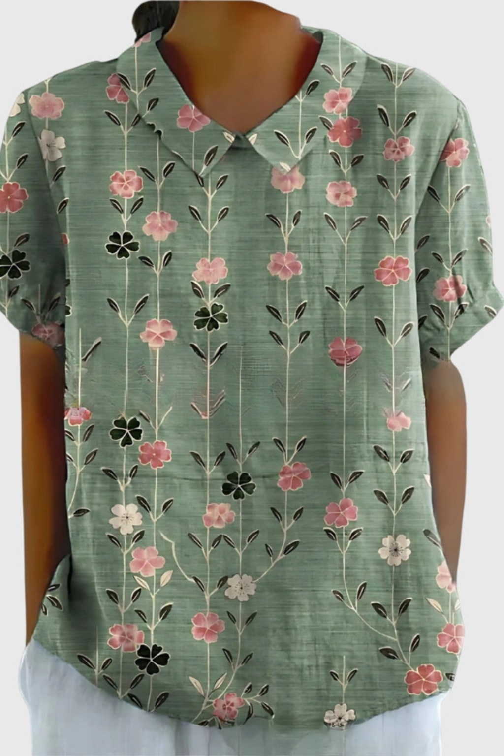 Women's Elara Floral Linen Blend Collared Blouse