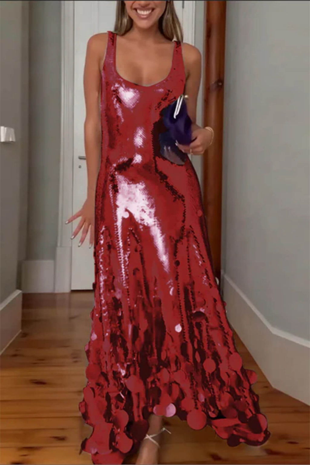 Sequin Tassel Backless Maxi Dress