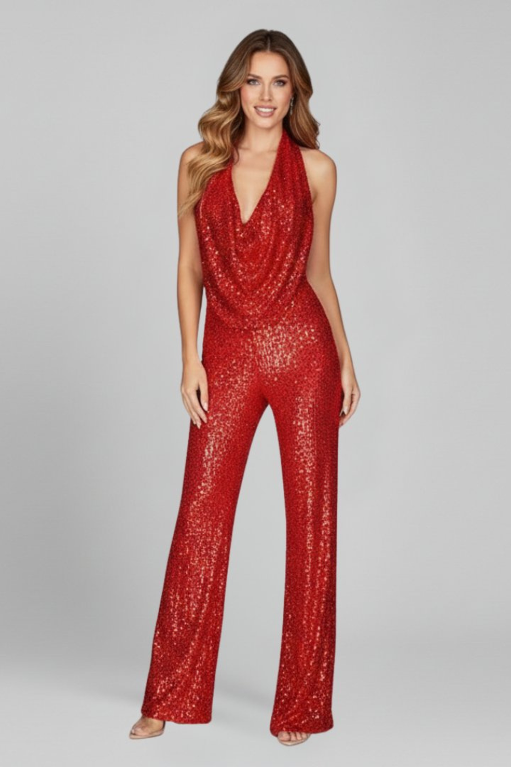 Midnight Radiance Sequin Halter Jumpsuit