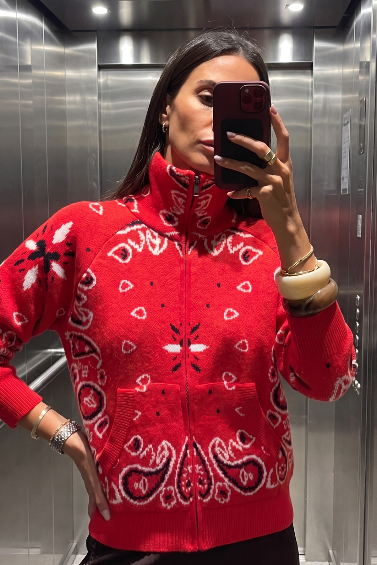 Women's Bandana Patterned Cardigan