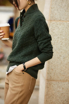 Women's Cable Knit Cashmere Blend Sweater