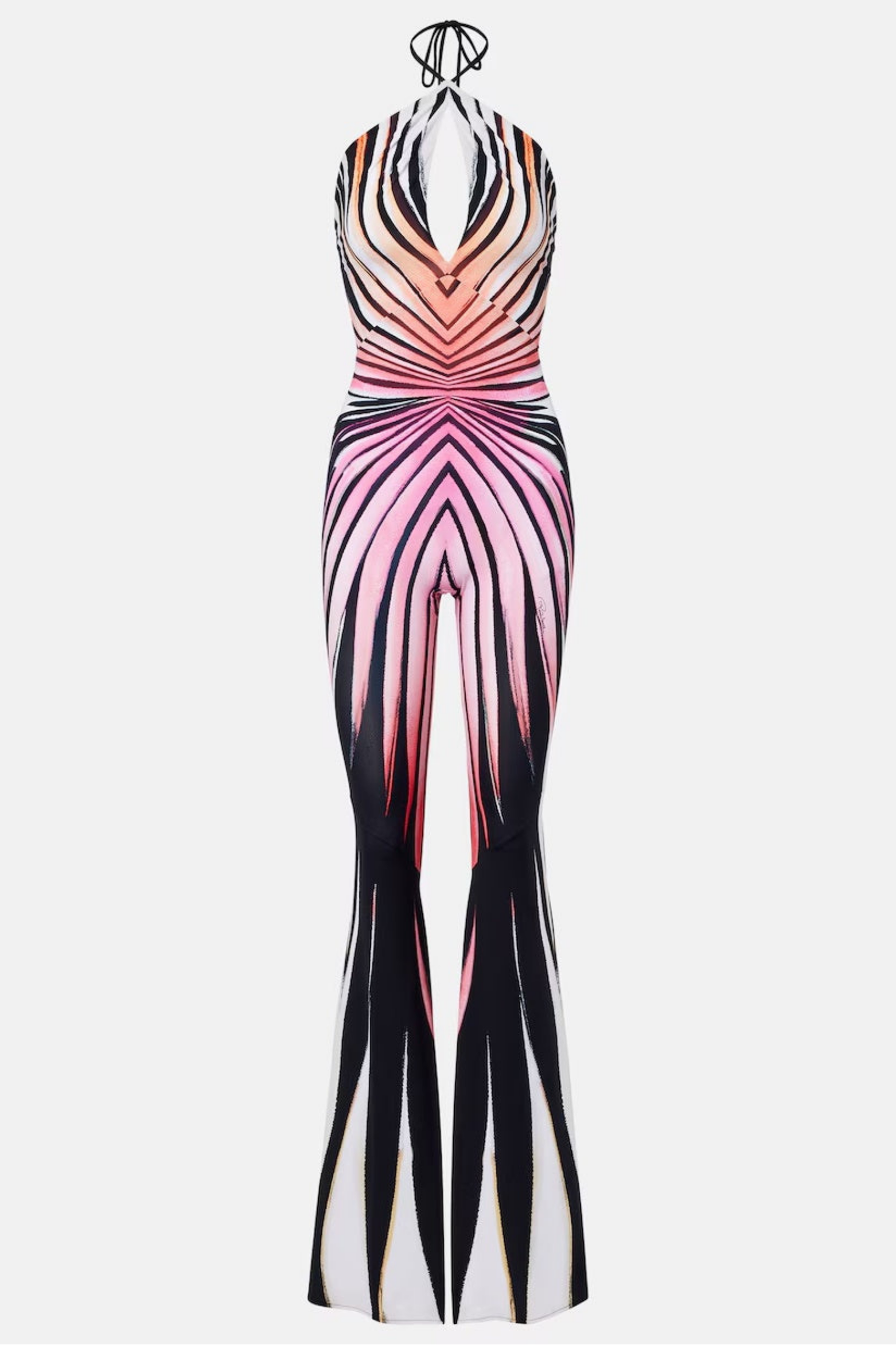 Ocean Print Halter Flared Jumpsuit