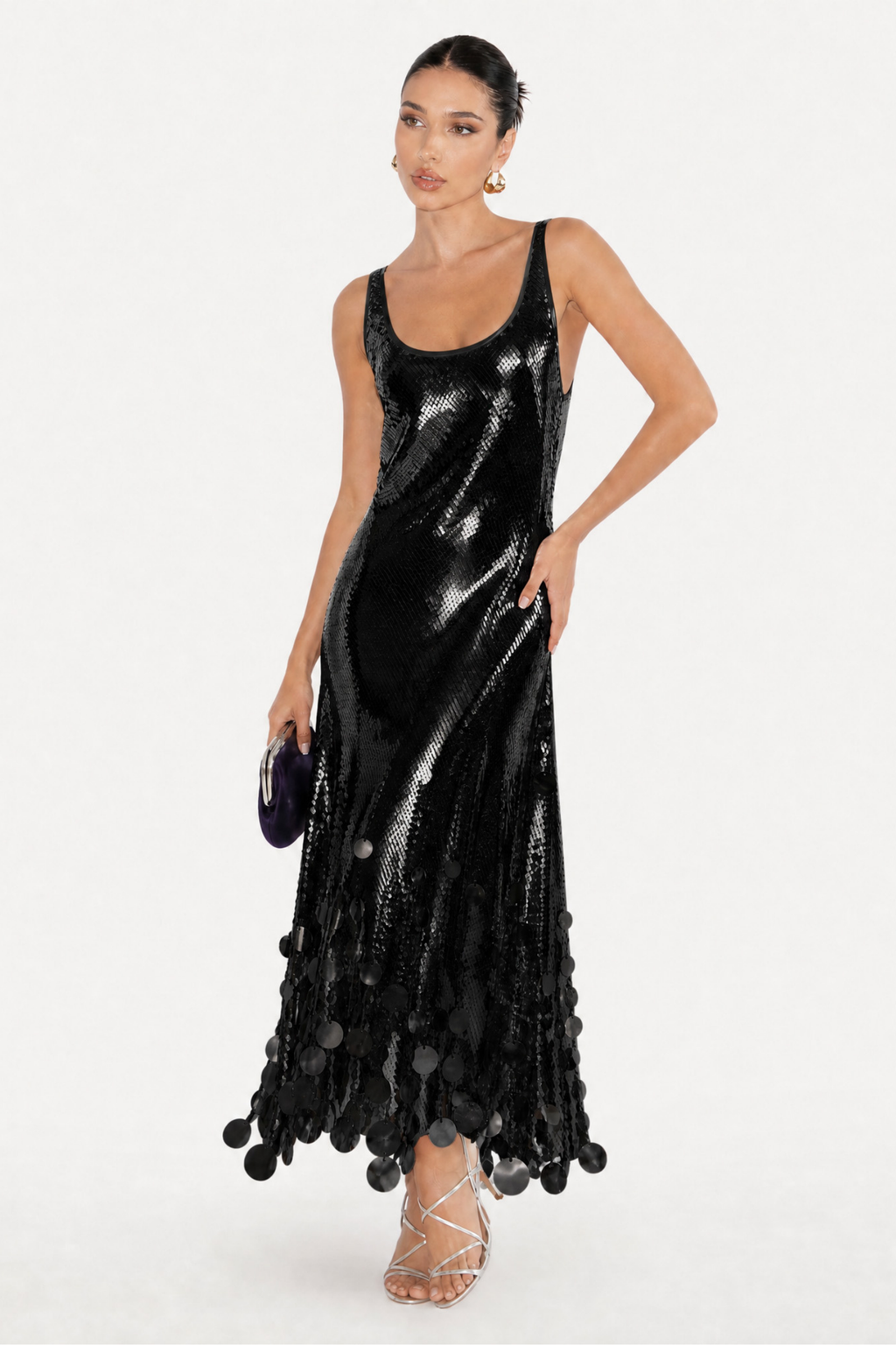 Sequin Tassel Backless Maxi Dress