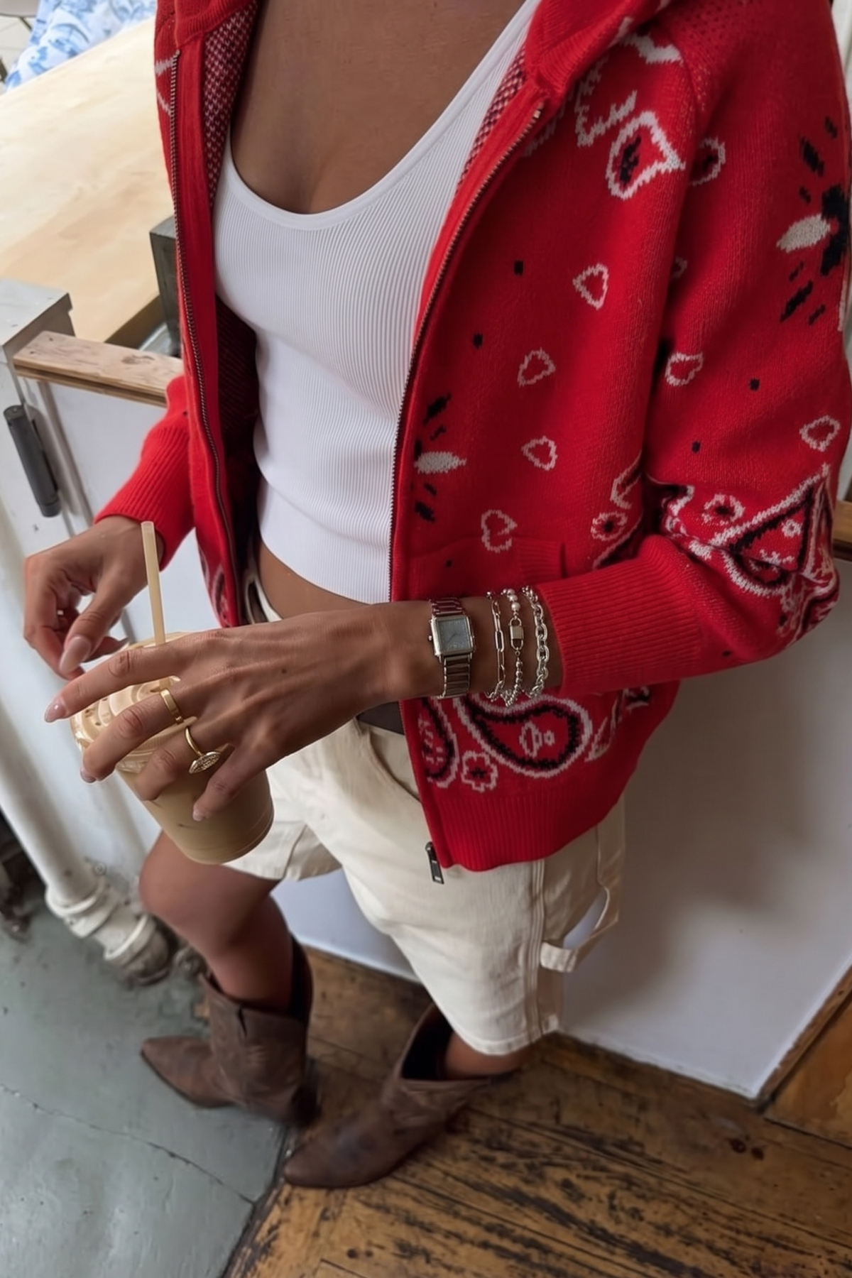 Women's Bandana Patterned Cardigan