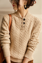 Women's Cable Knit Cashmere Blend Sweater
