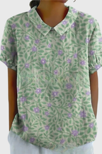 Women's Elara Floral Linen Blend Collared Blouse