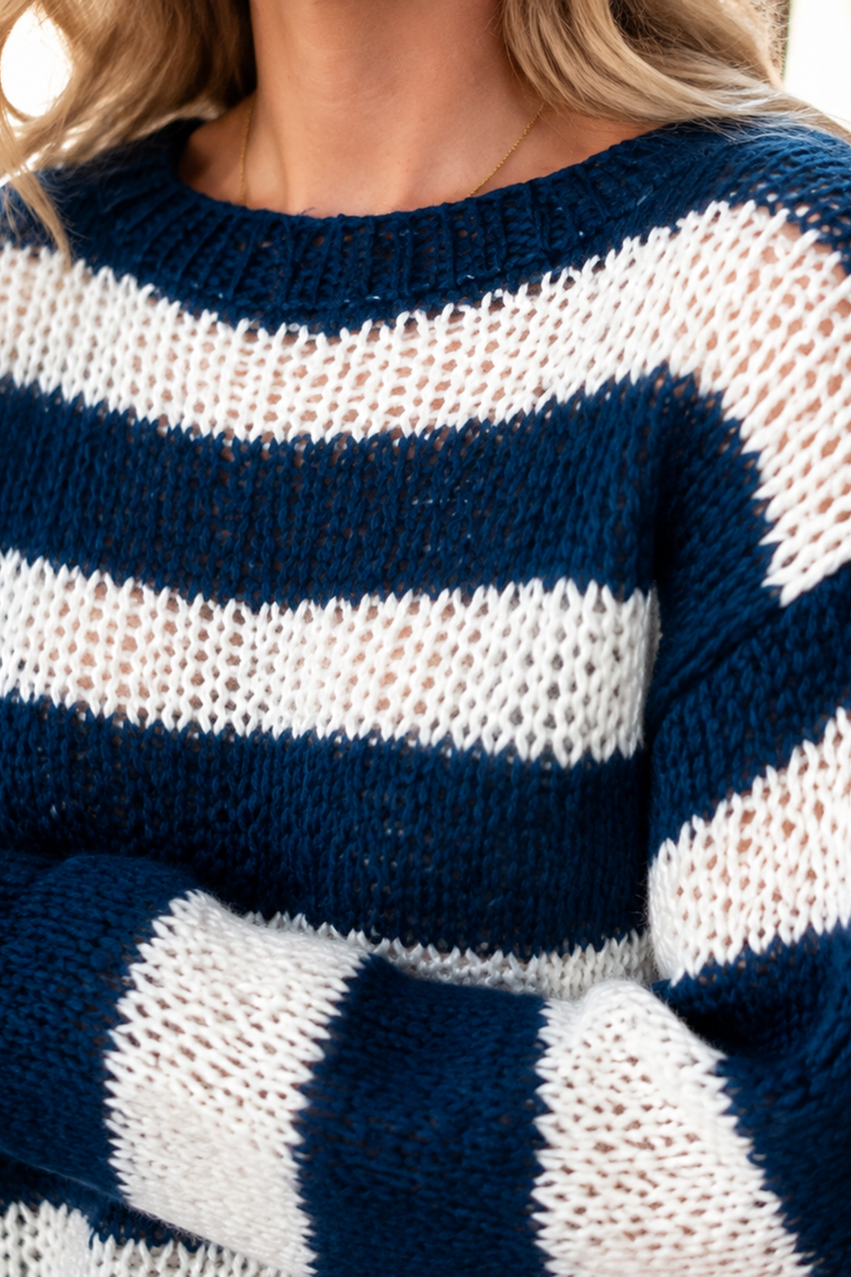Adele Striped Open Knit Sweater