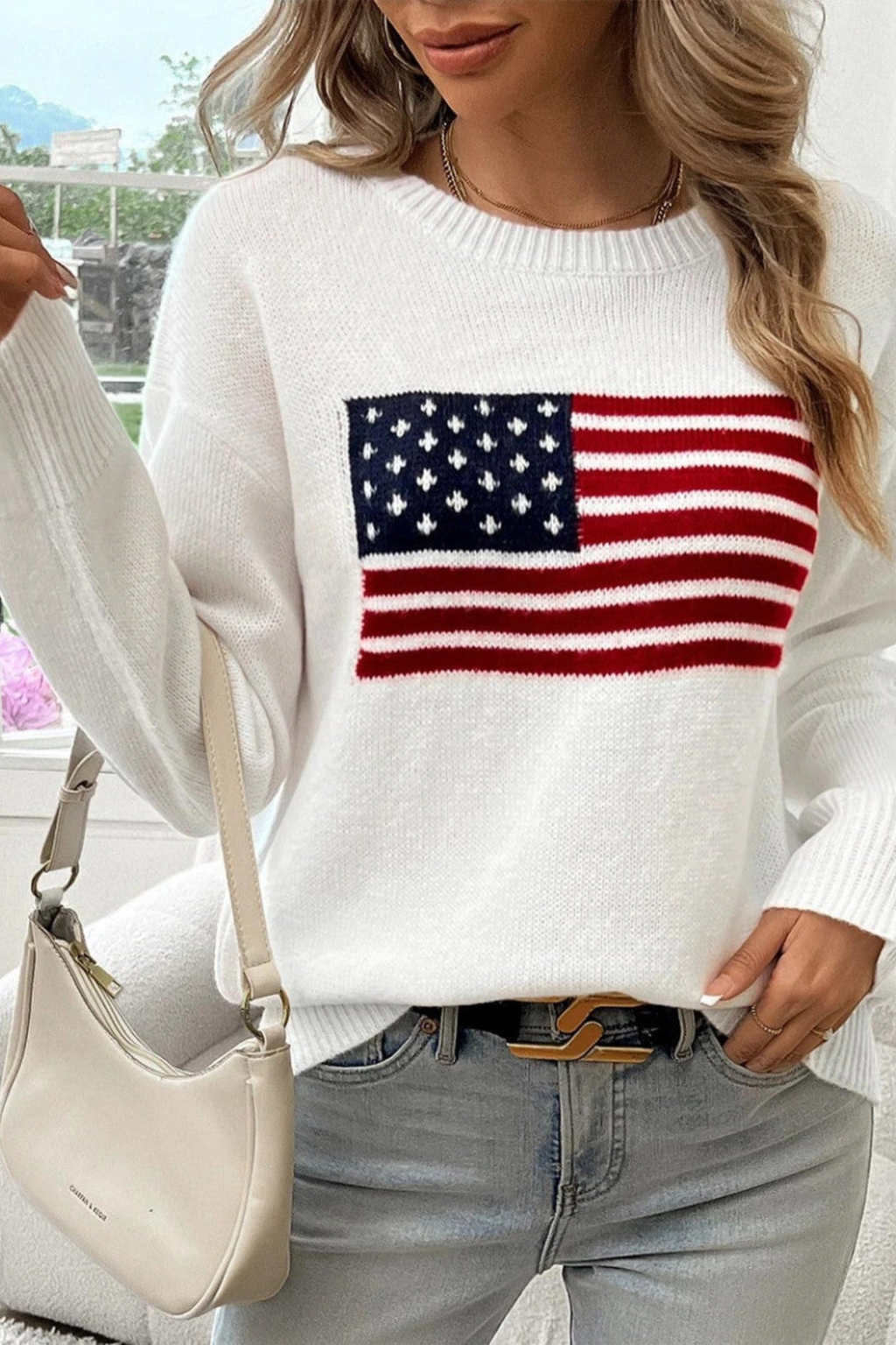 American Flag Crewneck Sweater