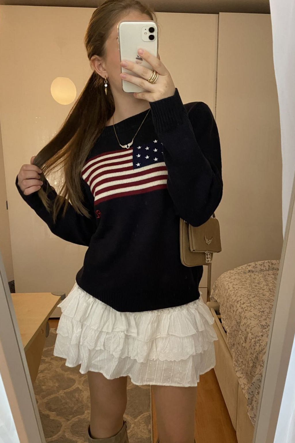 American Flag Crewneck Sweater