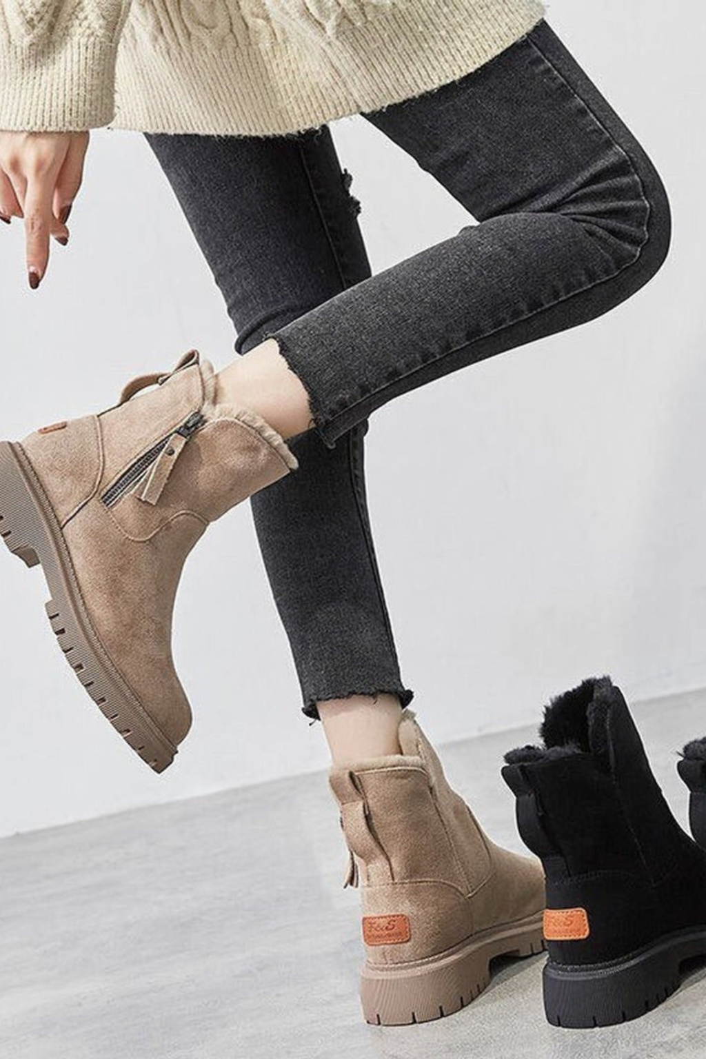 Aria Fleece Lined Suede Winter Ankle Boots