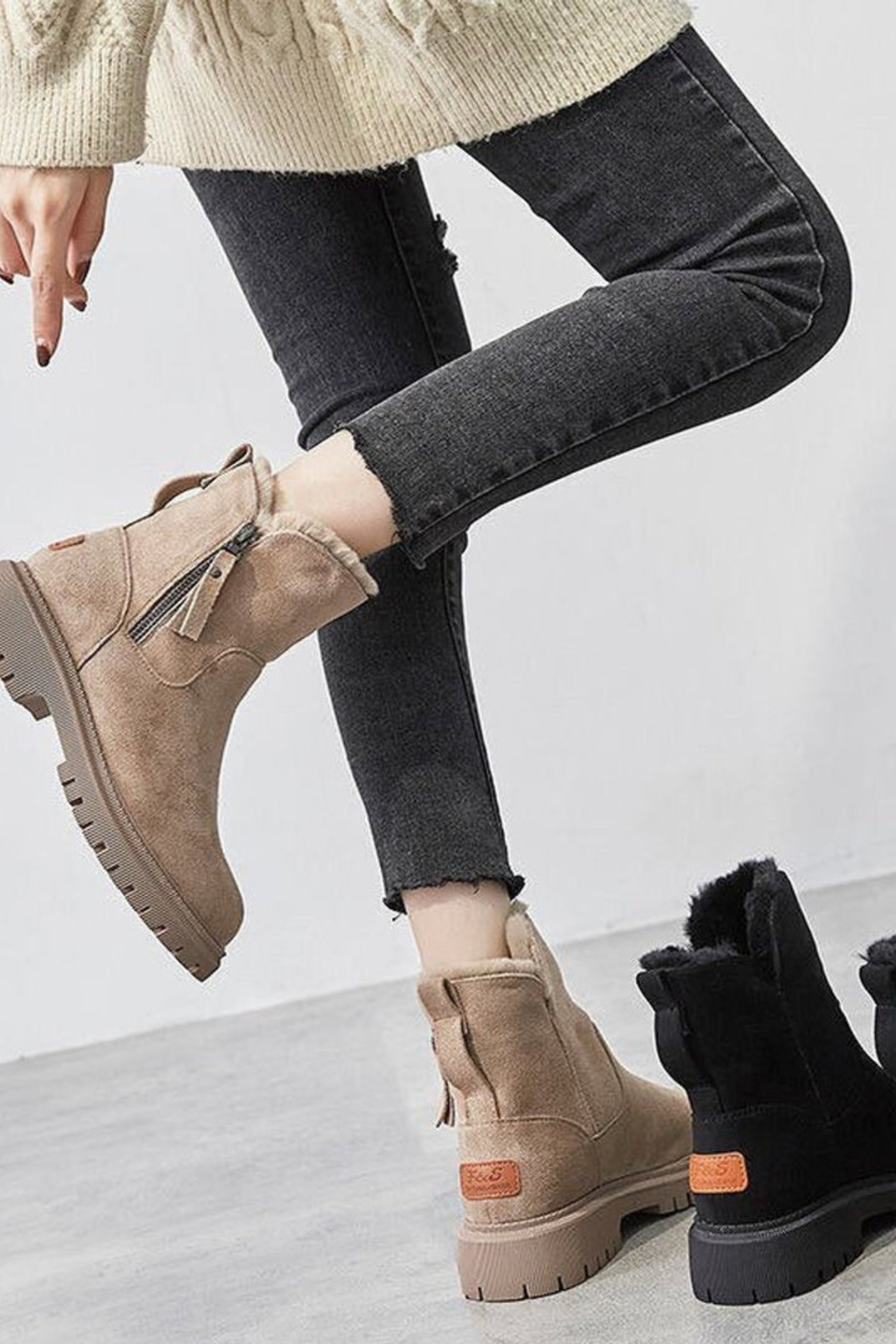 Aria Fleece Lined Suede Winter Ankle Boots