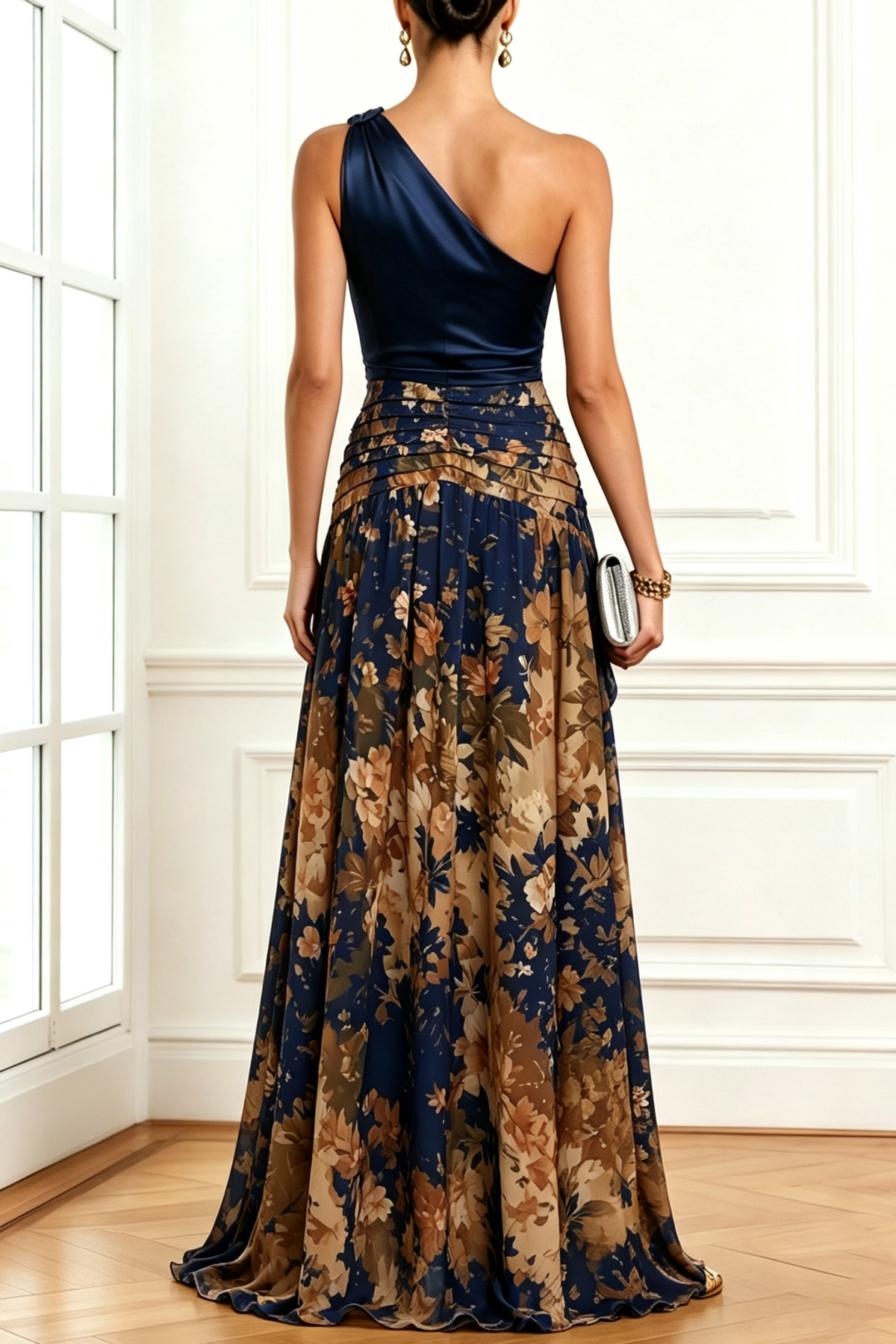 Army Green One Shoulder Slit Gown