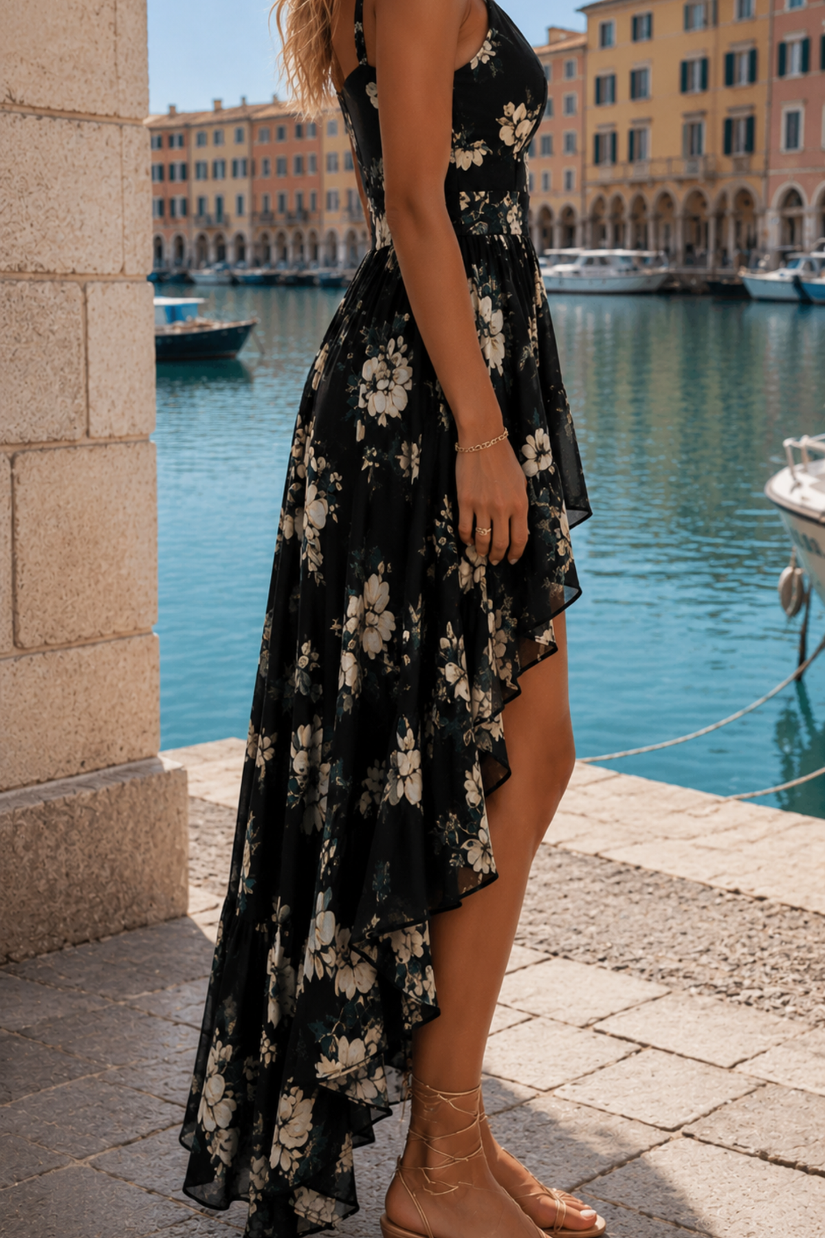 Floral High Low Maxi Dress