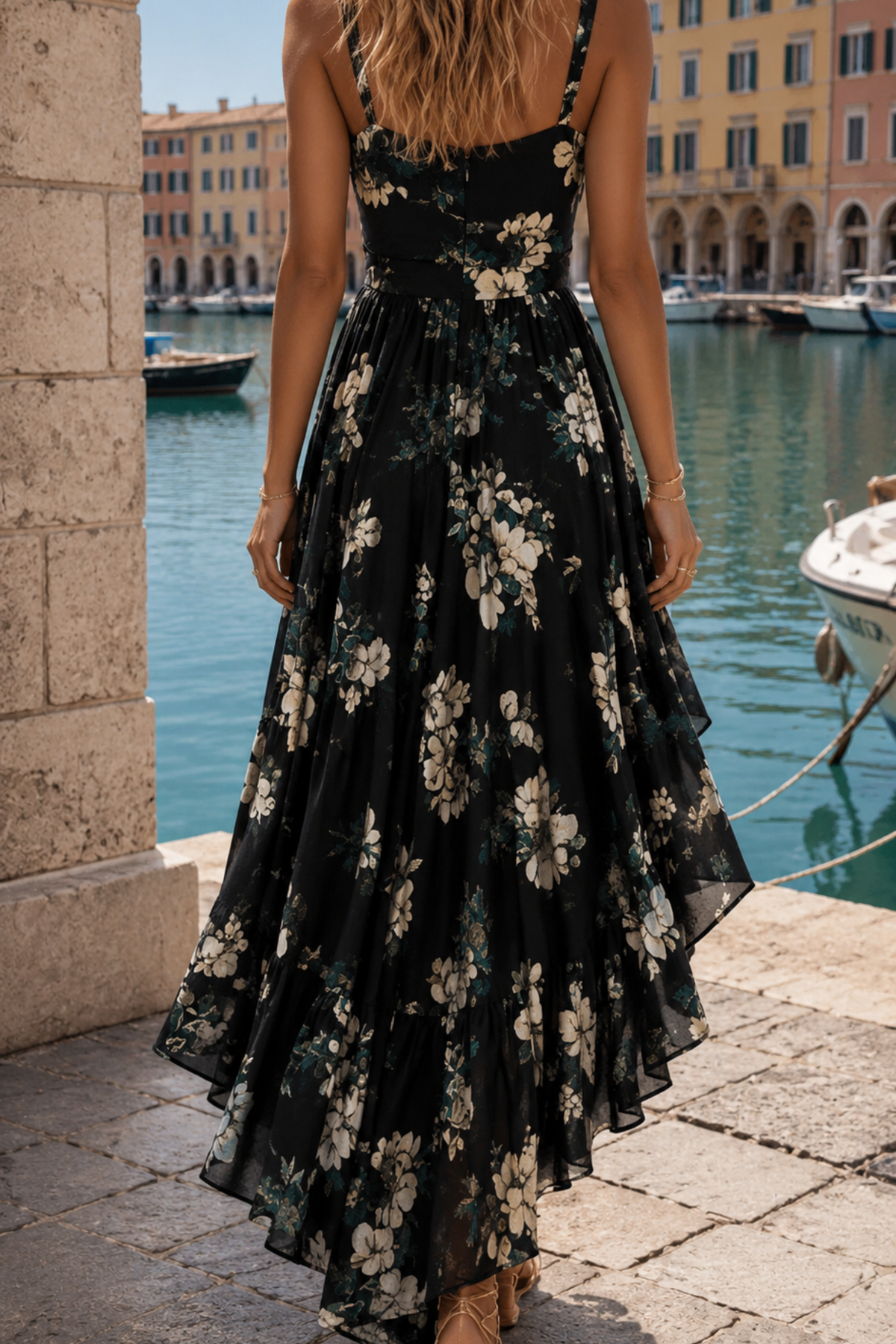 Floral High Low Maxi Dress