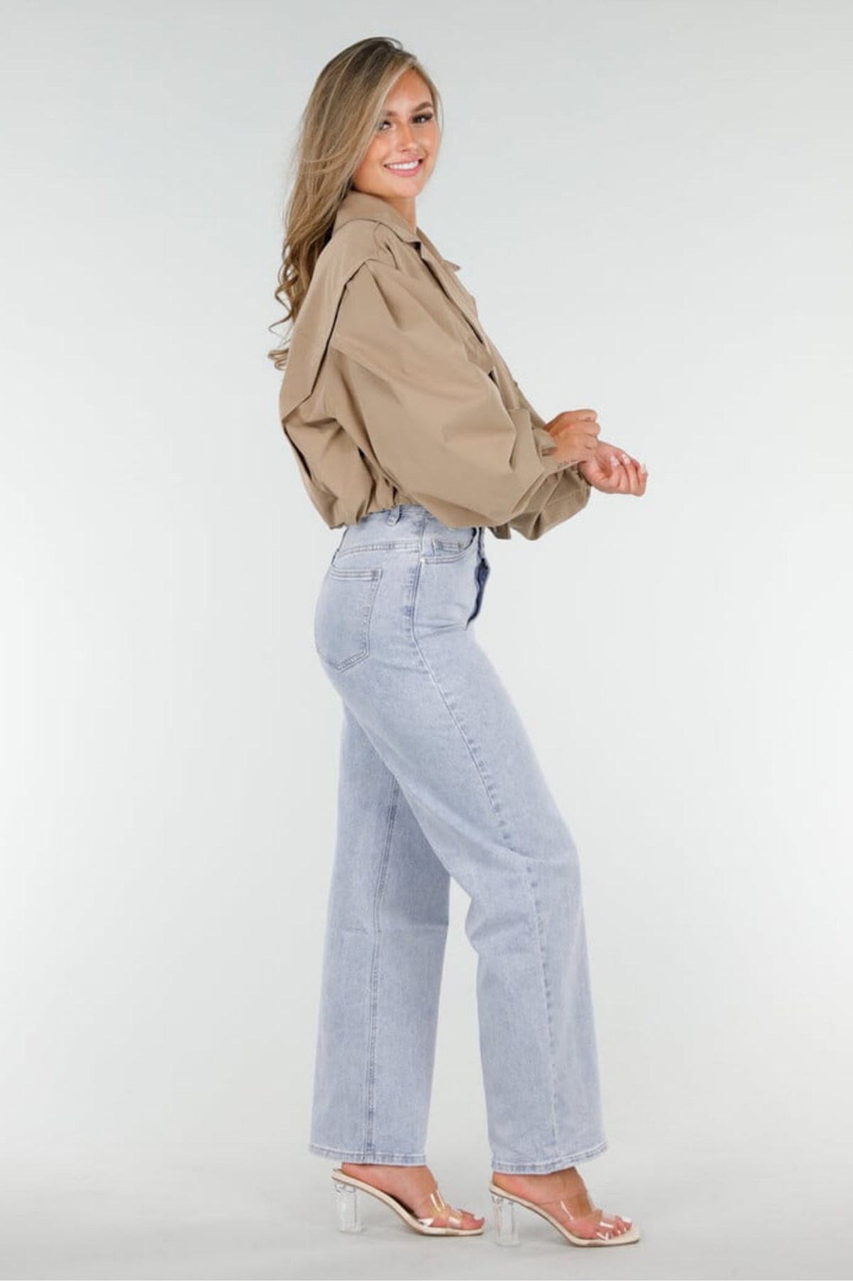 Balloon Sleeve Button Lapel Bomber Jacket