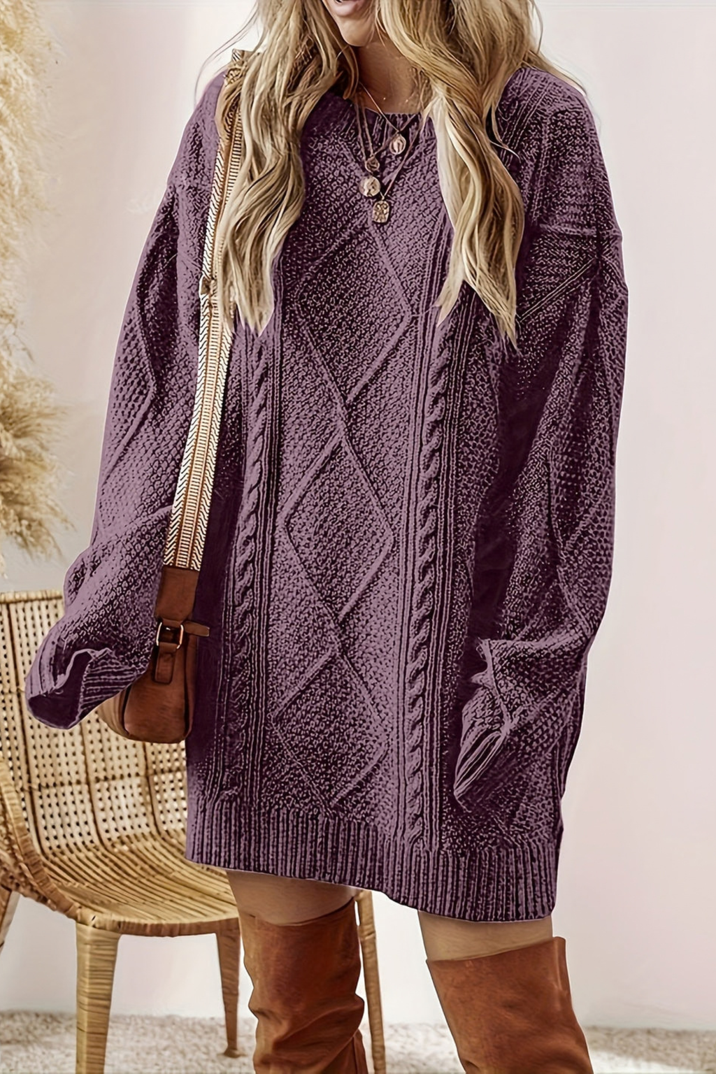 Cable Textured Everyday Sweater Dress