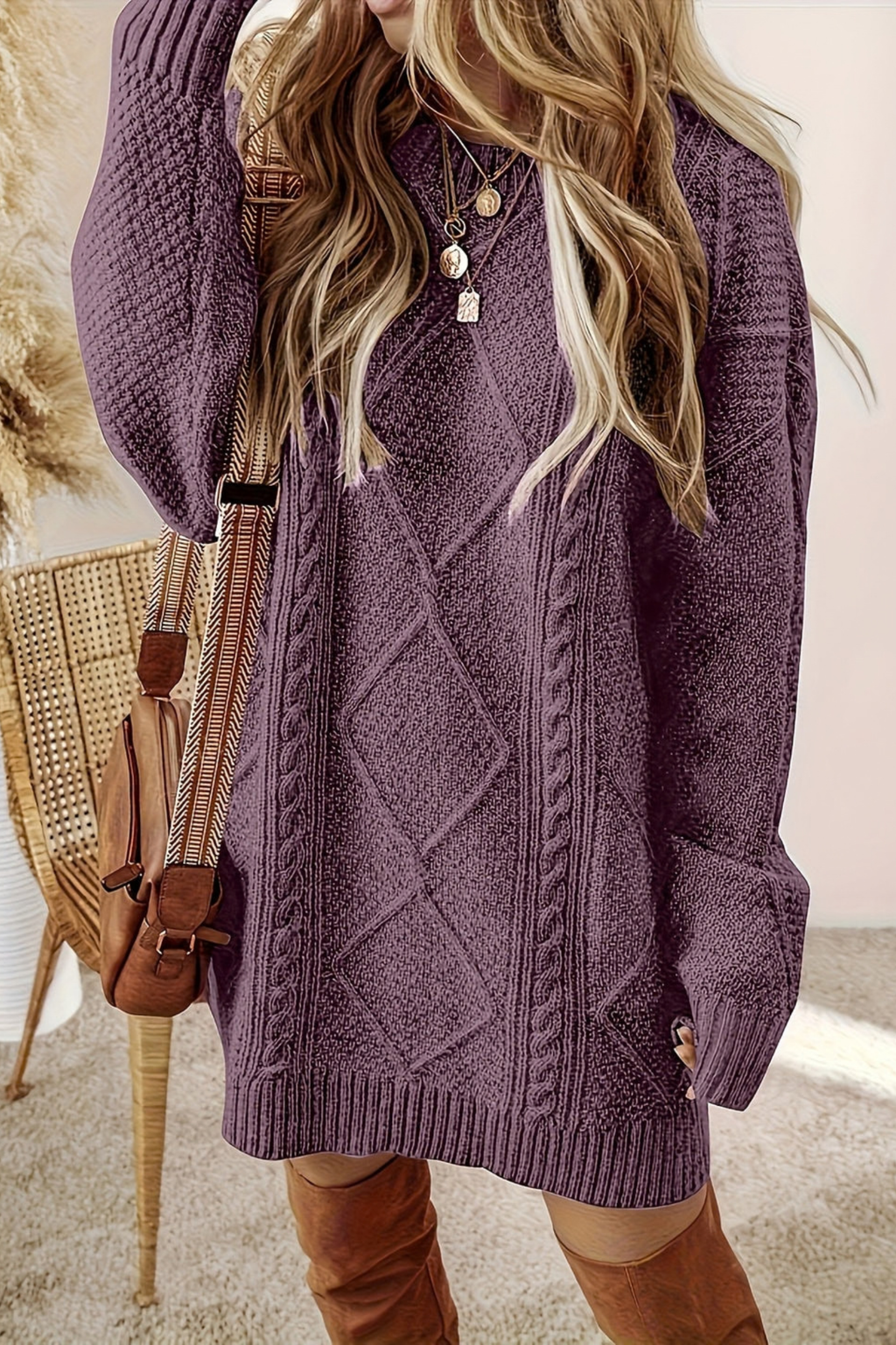 Cable Textured Everyday Sweater Dress
