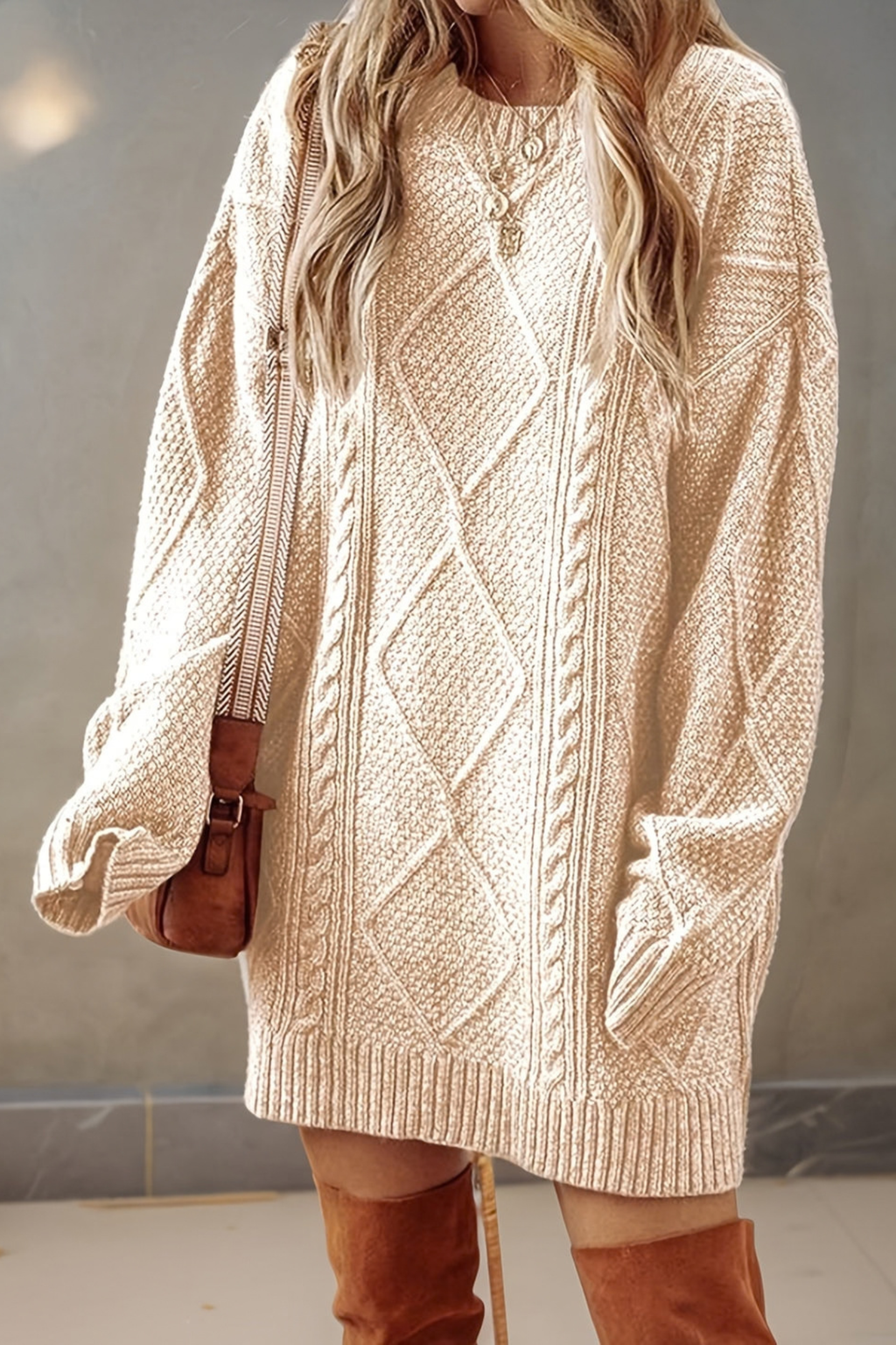 Cable Textured Everyday Sweater Dress