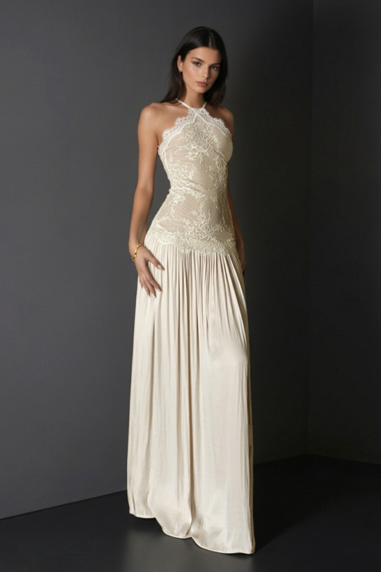 Cadwalader Floral Lace Ruched Maxi Dress