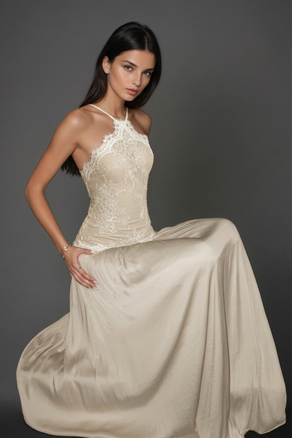 Cadwalader Floral Lace Ruched Maxi Dress