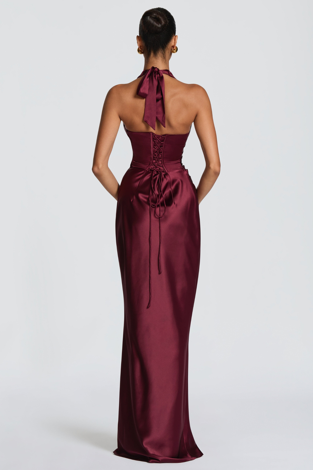 Cherry Halter Pleated Maxi Dress