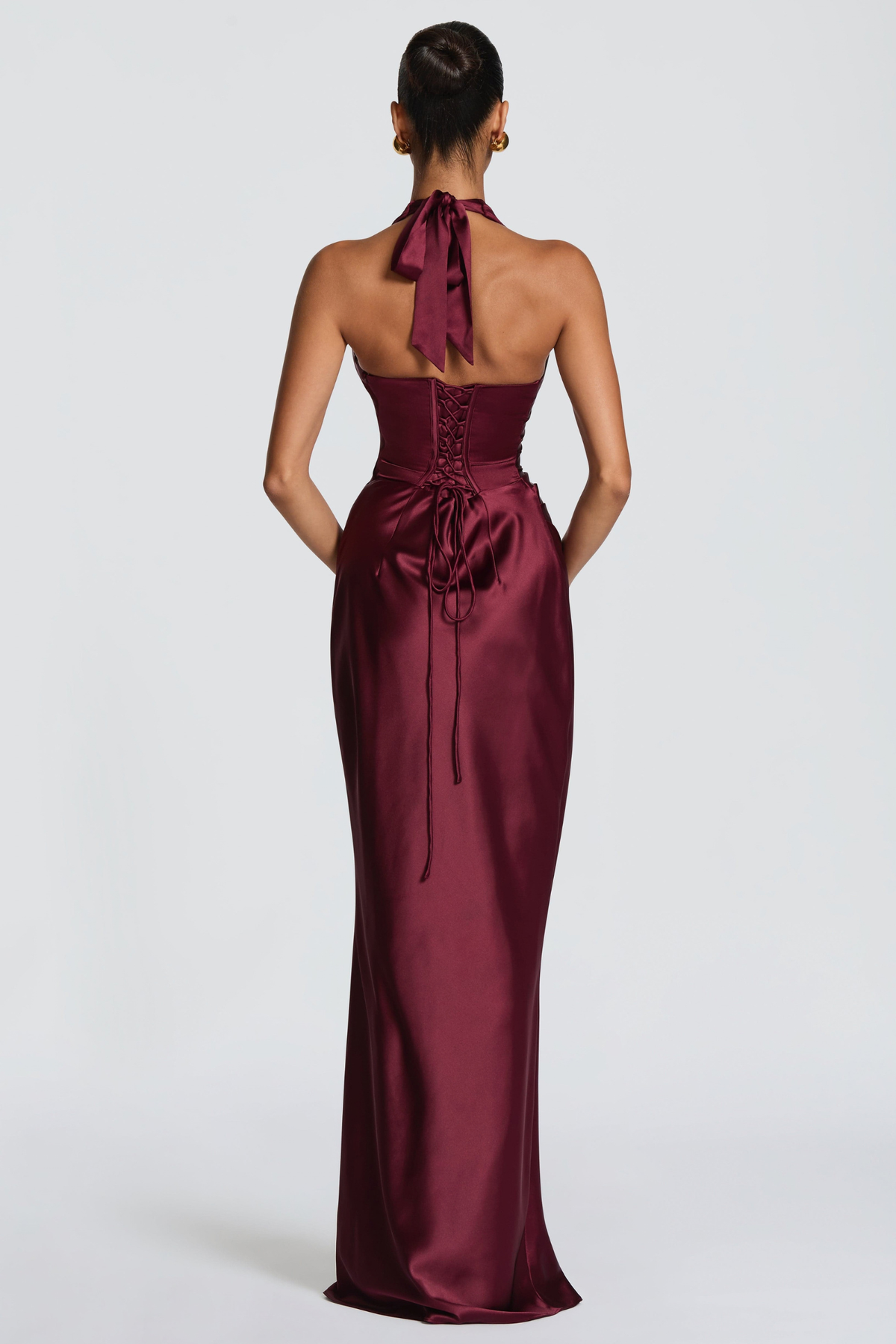 Cherry Halter Pleated Maxi Dress