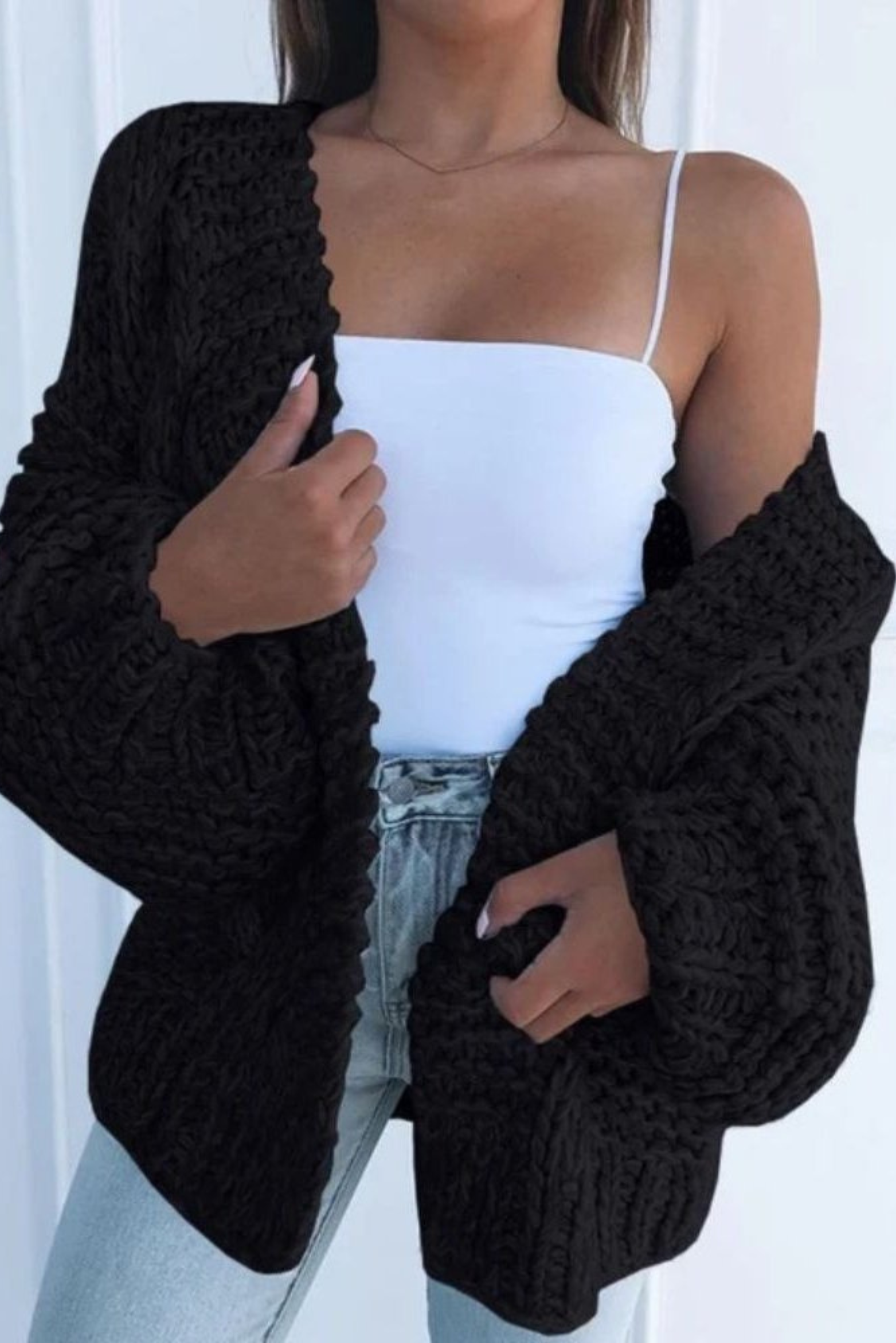 Chunky Knit Open Front Cardigan