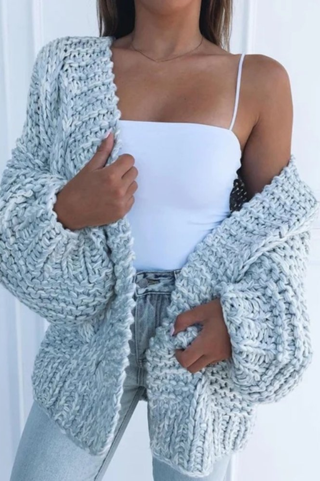 Chunky Knit Open Front Cardigan