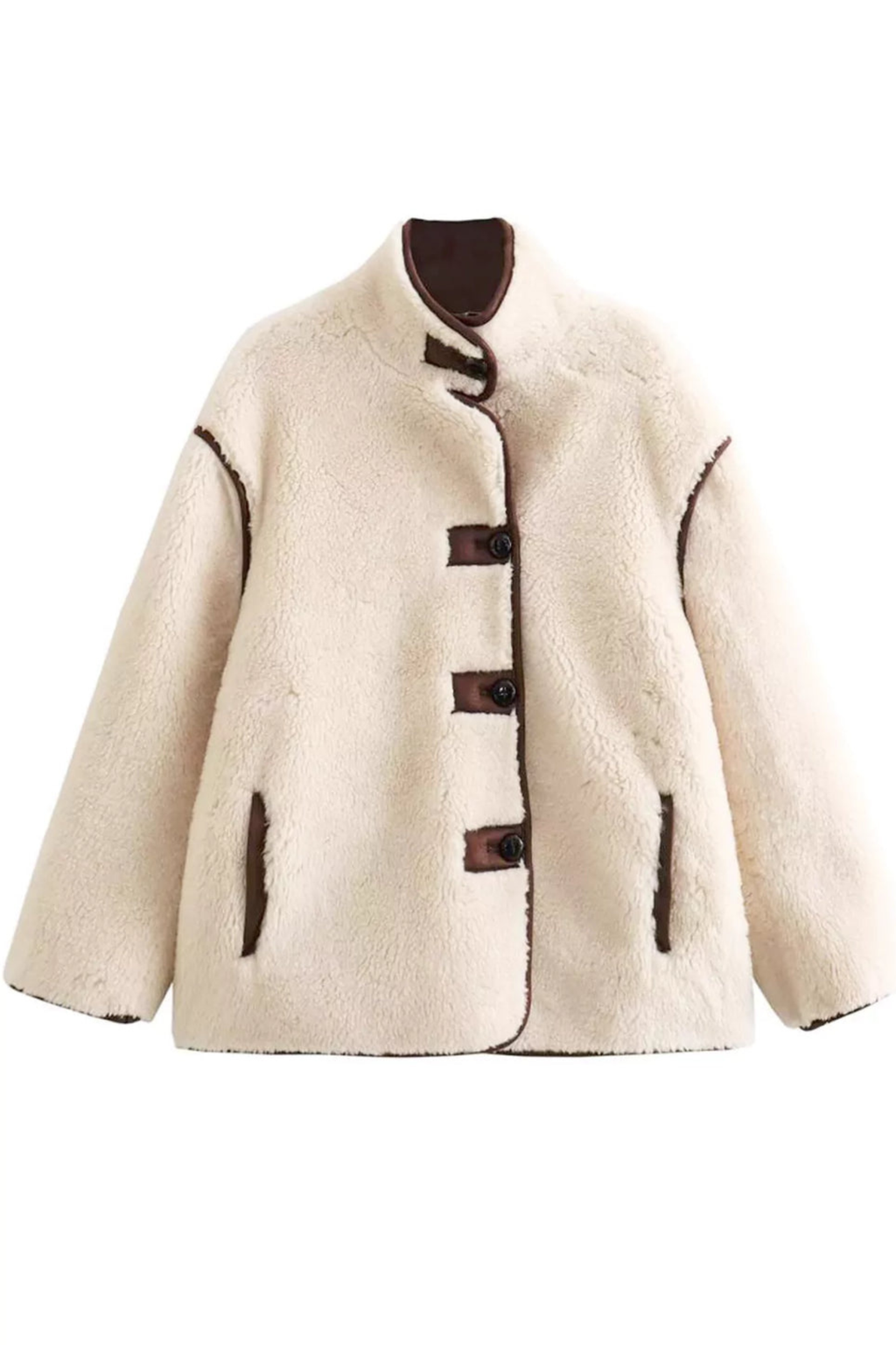 Contrast Tie Short Pile Jacket