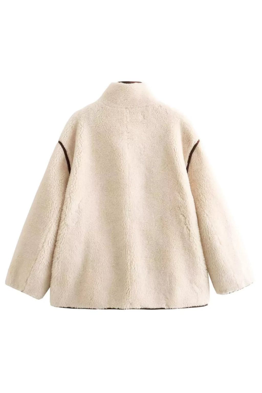 Contrast Tie Short Pile Jacket