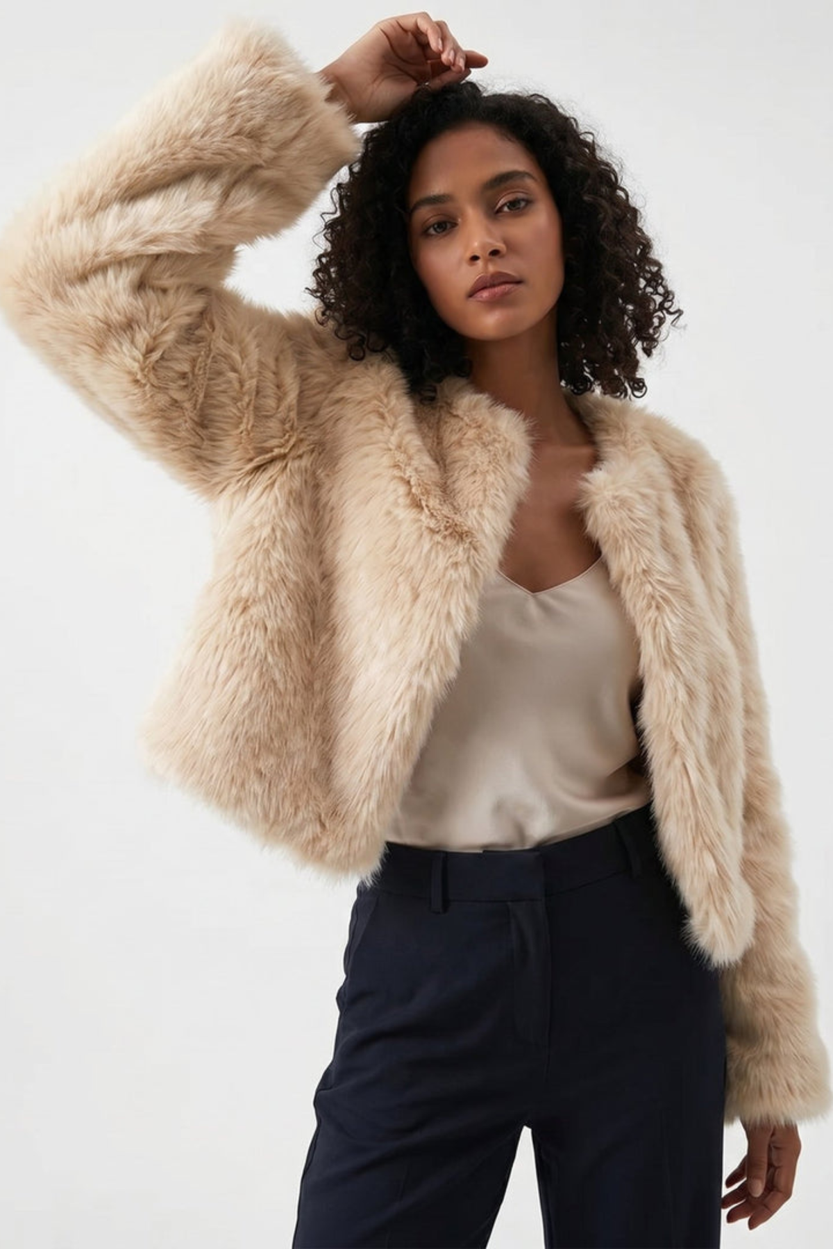 Cropped Plush Cardigan Jacket