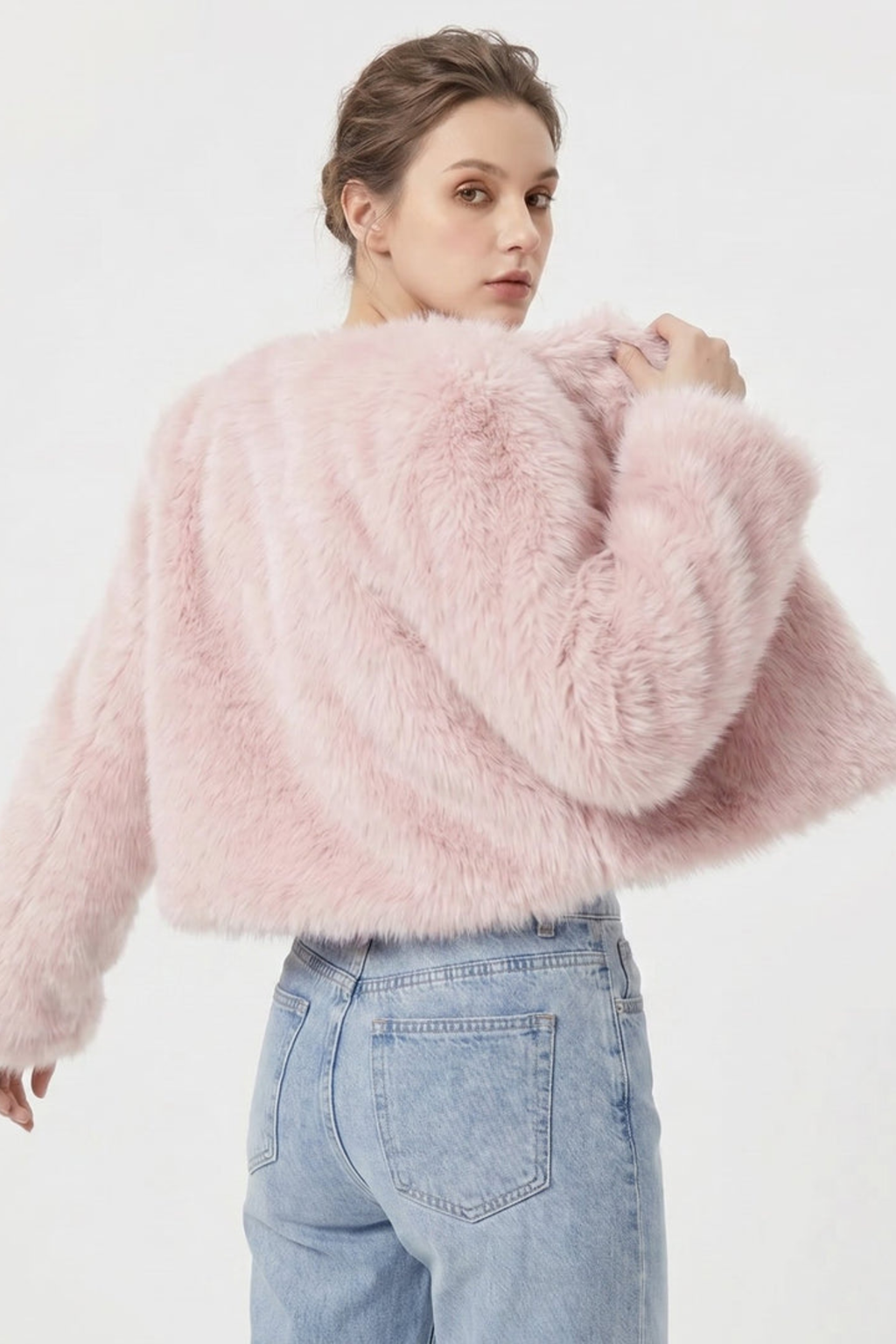 Cropped Plush Cardigan Jacket