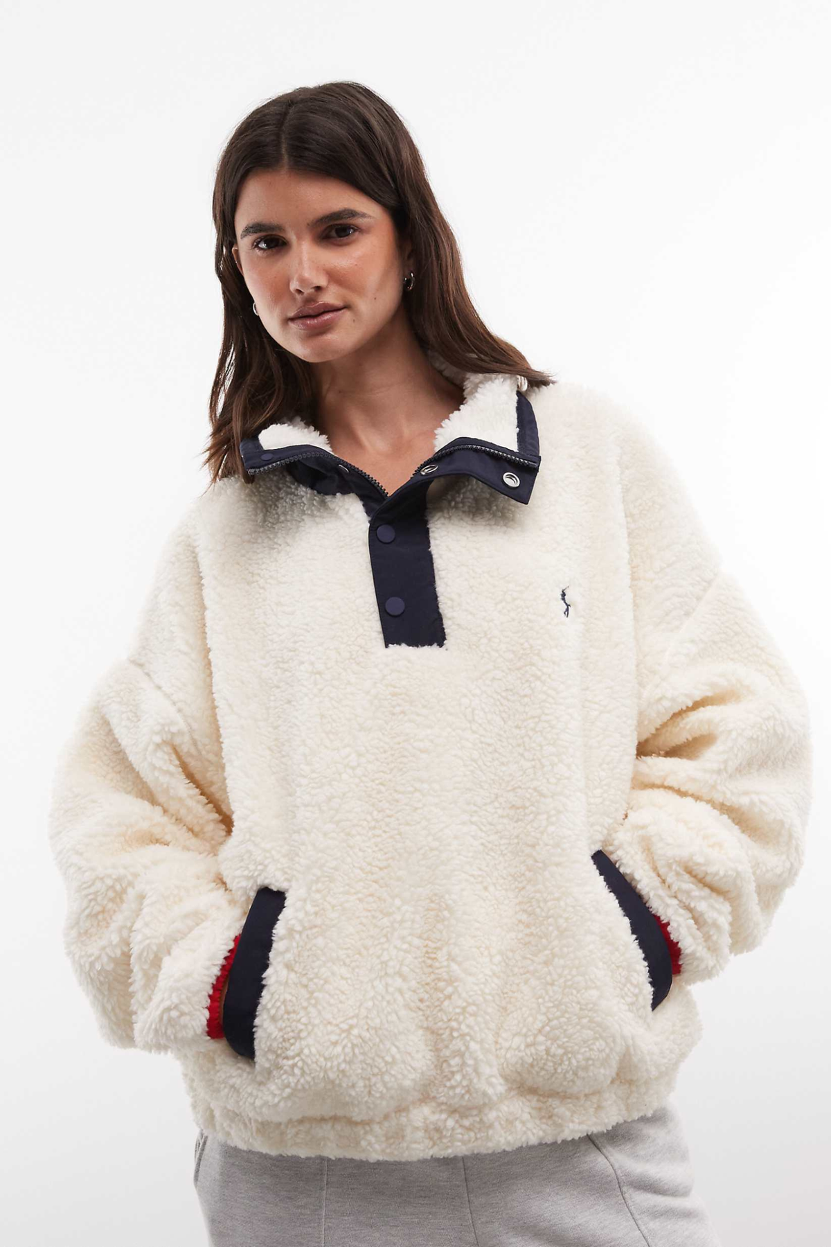 Cute Bear Print Fleece Zip Sweatshirt