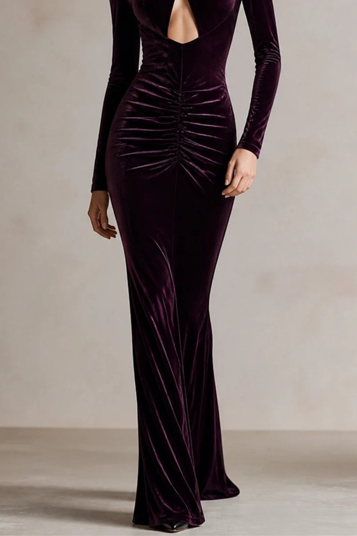Dark Purple Crisscross Halter Mermaid Dress